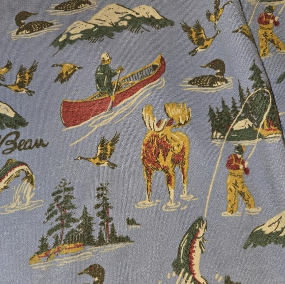 L.L. Bean Signature Womens Fleece Top Vintage Fishing Theme, Small - Picture 8 of 8